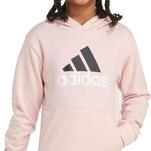 NWT-Adidas Graphic Fleece Kids Light Pink Hoodie with Black Logo